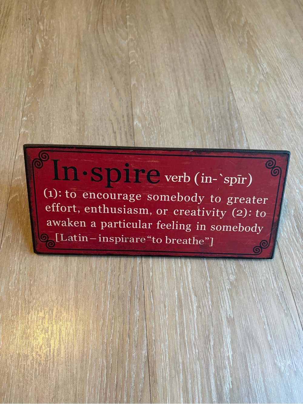 ‘Inspire’ Quote Decorative Red Word Plaque